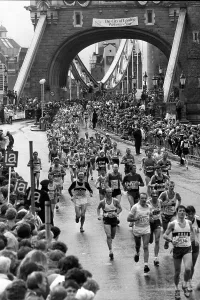 London Prints: London Marathon 1986 - Runners leaving Tower Bridge