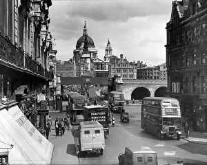 London Prints: Ludgate Circus and Ludgate Hill in London, 1952