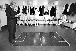 Luton Town FC manager George Martin with players in the dressing room 1966