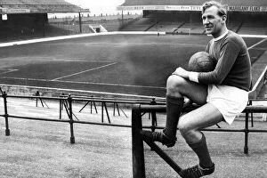 Manchester City FC Collection: Manchester City goalkeeper Bert Trautmann on the terrace at Maine Road 1964