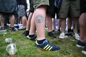 Fa Cup Prints: Manchester City v Manchester United. Man City fans