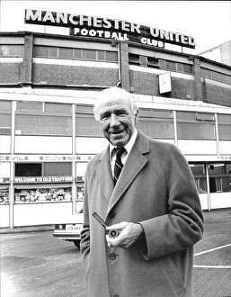 Manchester United Collection: Manchester United Manager Sir Matt Busby at Old Trafford