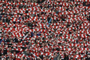 Man City V Man Utd Prints: Manchester United v Manchester City (1-2) Old Trafford before kickoff 2008