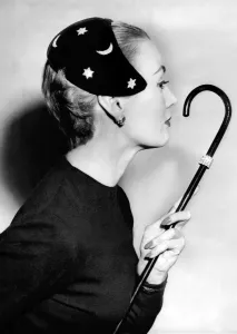 Fashion Prints: Model wearing hat with stars and moon design