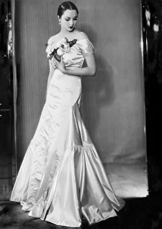Fashions From The 1930s Prints: Model wearing silk evening gown