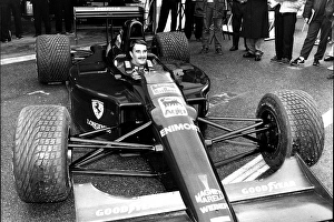 Motoring Prints: Nigel Mansell pictured in his Ferrari racing car