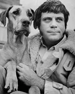 Oliver Reed, actor, with Tara the Great Dane he obtained from Ba