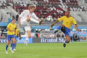 Peter Crouch and Maicon Douglas Sisenando England V Brazil in Doha Qatar