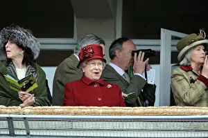 Horse Racing Prints: Queen Elizabeth enjoys the racing at the Cheltenham Festival