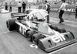 Motor Racing Collection: Racing driver Patrick Depailler in his 6 wheel Elf Tyrrell at Brands Hatch for the 1976 Grand Prix