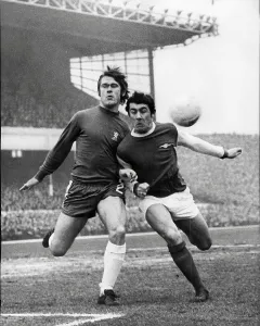 Ray Kennedy in action for Arsenal FC against David Webb of Chelsea 1970