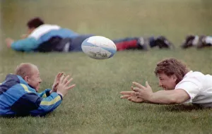 Rugby Union Prints: Richard Hill and flanker Mick Skinner training for the 1991 Rugby World Cup