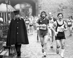 London Prints: Runners taking part in the 1981 London Marathon - at Tower Bridge