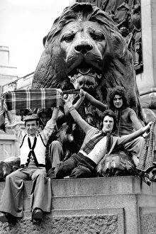 Images Dated 11th September 2023: Scotland fans in Trafalgar Square 1975