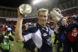 Scotland Prints: Scotland's Chris Paterson holds the Calcutta cup at Murrayfield