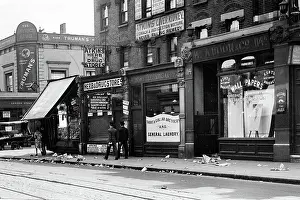 Black And White Prints: A selection of shop fronts on Falcon Road in Battersea, London 1928