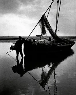 Boats Prints: Shrimp boat on the River Dee 1971