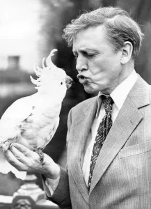 Mail Newspapers Prints: Sir David Attenborough with a cockatoo