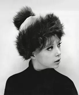 Fashions from the Fifties and Sixties Collection: Sixties model Pattie Boyd wearing a pom-pom hat