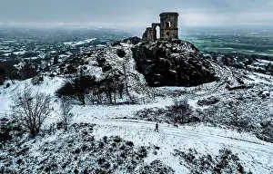 Scenic Prints: Snowfall on the Cheshire/ Staffordshire border at Mow Cop Castle