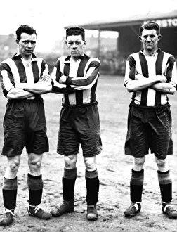 1920s Prints: Stoke City F. C. footballers-R: Len Armitage, J. Williamson, Harry Sellars 1928