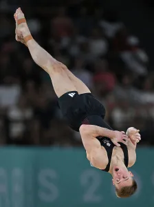 Team GB gymnast Luke Whitehouse in the floor final Paris 2024 Olympics