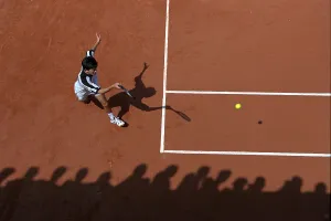 Tim Henman in action at French Open, 1997
