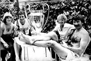 Images Dated 7th February 2024: Tommy Smith, wife Sue, Ray Clemence, wife Vera Liverpool win The European Cup in May 1977