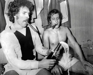 Black And White Prints: Tooting & Mitcham players Dave Juneman (L)
