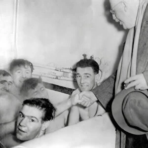 FA Cup Collection: Torquay players relax in the bath after the game Leeds United v Torquay (2-2)