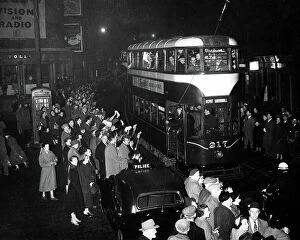 Images Dated 23rd January 2024: Last tram ceremony at Edinburgh. Trams leaving for the depot 20/12/1956