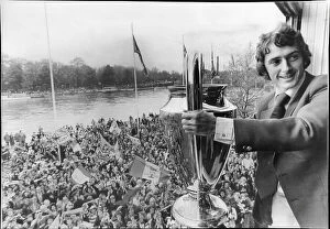 Images Dated 7th February 2024: Trevor Francis shows the European Cup to massed Nottingham Forest fans