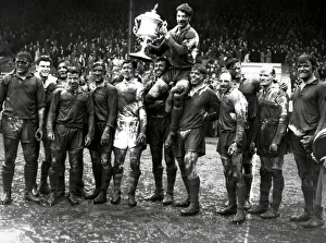 League Prints: Warrington rugby league team with the Championship Trophy 1955