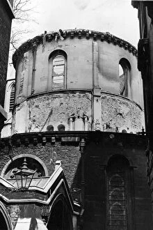 Britain at War Collection: WWII: Britain: Air raids London: Picture shows: The bombed tower of the Temple Church